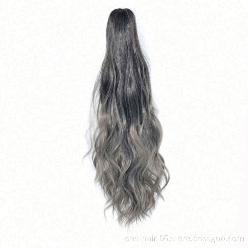 Long Roll Ponytail Wig Hair Curly Drawstring Ponytail Synthetic Hairpiece Hair Piece For Women Fake Bun Clip In Hair Extension